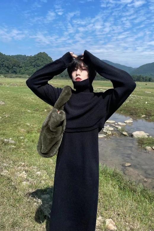 ANSUABEL 慵懒个性高领毛衣背心连衣裙套装 14973 商品图1