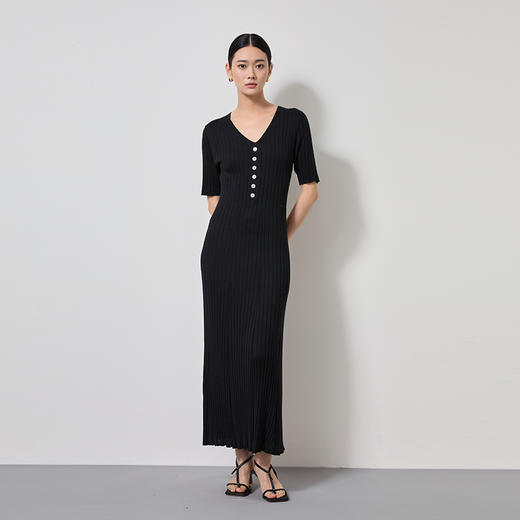 东黎 • 丝绒女士夏季V领带扣显瘦连衣裙 3219 商品图0