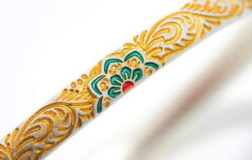 【热销款】彩色花纹开口银手镯克重25.55 商品图2