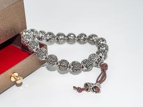 【热销款】六字真言珠串银手链（大）S925克重52