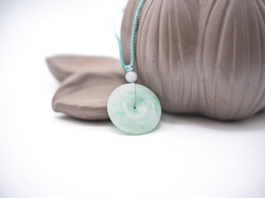 【福利款】翡翠玉平安扣（飘花）圈口26.5mm 商品图1