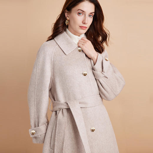 EITIE爱特爱冬季新款修身a版显瘦通勤100%绵羊毛高级时尚毛呢大衣D2414409 商品图3