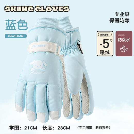 冬季可爱女加绒加厚保暖全掌触屏骑行电动车防风防寒滑雪手套 商品图5