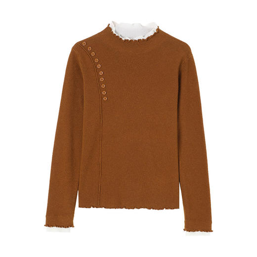 CC-27-24210宽松内搭半高领羊毛打底衫女秋冬2024新款长袖外穿洋气针织毛衣女 商品图4