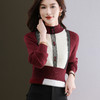 CC-11-9078一体绒打底衫女士新款拼色洋气蕾丝秋冬内搭加绒厚款毛衣 商品缩略图2