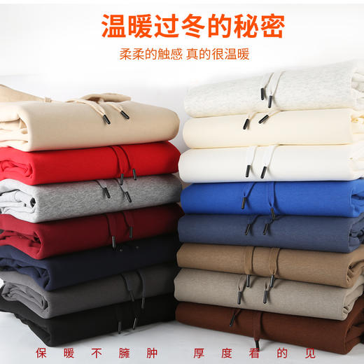 【秋冬必备】【超柔绒内里，巨暖】秋冬新款男女16色华棉加绒加厚连帽卫衣日系复古情侣休闲连帽上衣 商品图5