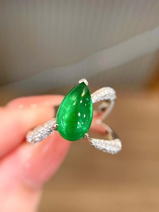 2.60ct蛋面水滴祖母绿戒指 商品图2
