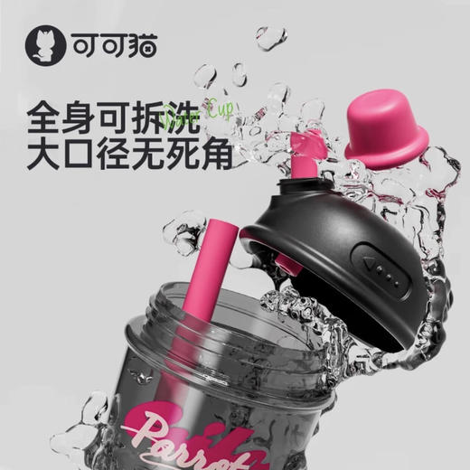 【6F】多样屋可可猫嘟嘟吸管杯女生高颜值杯子夏季便携tritan学生儿童防漏耐高温水杯 黑莓奶昔【耐高温109度】 530ml 商品图5