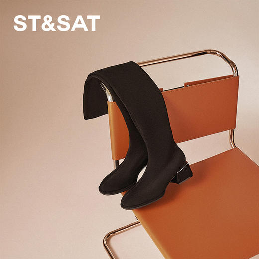 星期六优雅气质时尚过膝长筒弹力靴SSC4117C17 商品图3