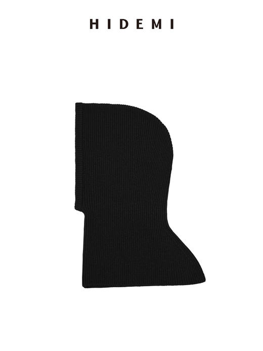 HIDEMI进口美利奴羊毛加厚粗针设计感保暖连帽围脖巴拉克拉法帽针织帽女 黑色/复古棕红/鼠尾草灰绿 商品图7