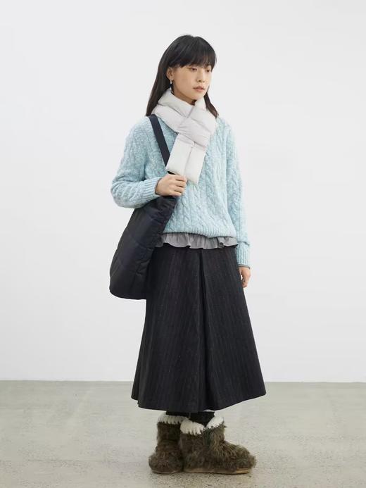 步履不停/4D41125C/复古黑白竖条纹A字呢子羊毛半身裙 商品图3