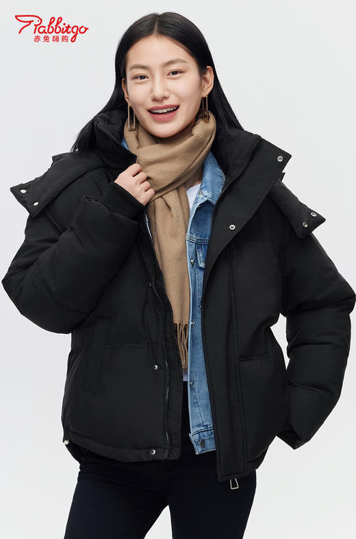 赤兔嗨购2024冬季新款羽绒棉服女短款时尚百搭保暖宽松加厚连帽外套 商品图1