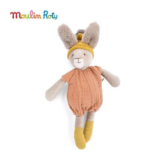 Moulin Roty 灰/芥末黄色小兔玩偶 法式玩偶 适合年龄0岁+ 三只邦尼兔系列 678023 商品图2