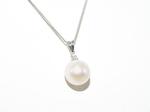 【推荐款】K白珍珠吊坠 | K金镶碎钻扣珍珠10.6mm 商品图2