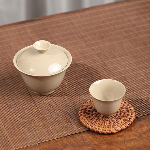 草木灰釉盖碗+2个铃铛杯 商品图0