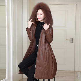 HH 99061B绵羊皮狐狸毛领50鹅绒真皮羽绒服