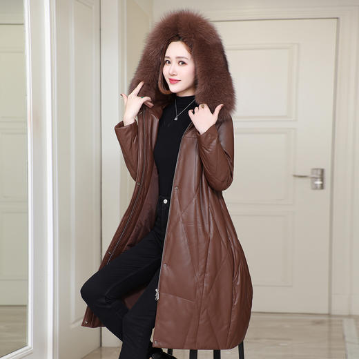 HH 99061B绵羊皮狐狸毛领50鹅绒真皮羽绒服 商品图0