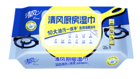 清风 25片厨房湿纸巾4包