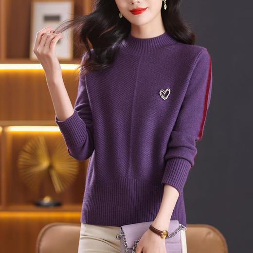 CC-89-3805秋冬季新款简约百搭套头设计感纯色毛衣针织打底衫上衣女 商品图3