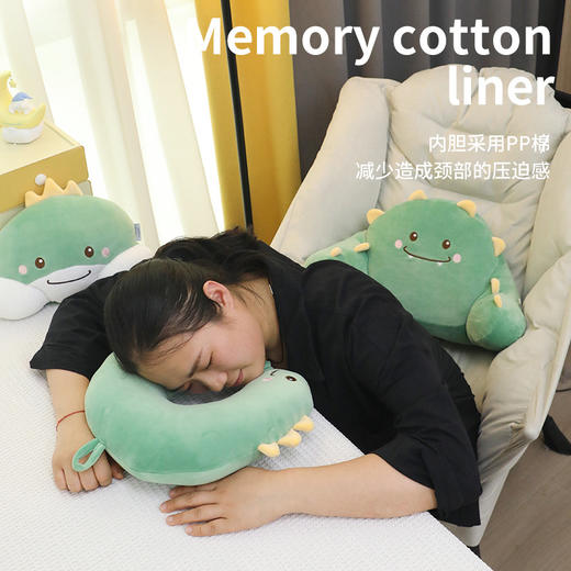 【汽车头枕/腰靠，出场即是焦点~】卡通汽车头枕 可爱恐龙座椅靠垫 车用护颈枕脖靠腰靠套装 办公佩戴 放松颈椎-QQ 商品图3