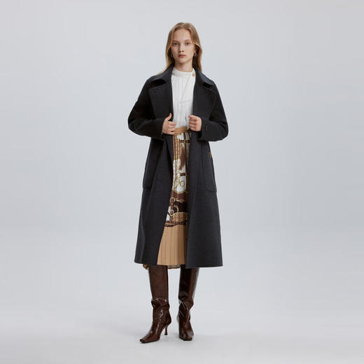 SCOFIELD【羊毛真丝】翻领双面呢毛呢大衣外套2024秋冬新款SFJWE4T01S 商品图3