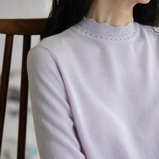 牧衣游原创 羊绒羊毛混织打底毛衣女保暖舒适可外穿百搭上衣 霁白 商品图3