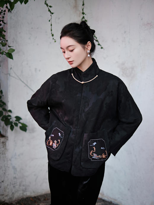 盛唐牡丹| 双狮戏绣球香云纱外套 商品图6