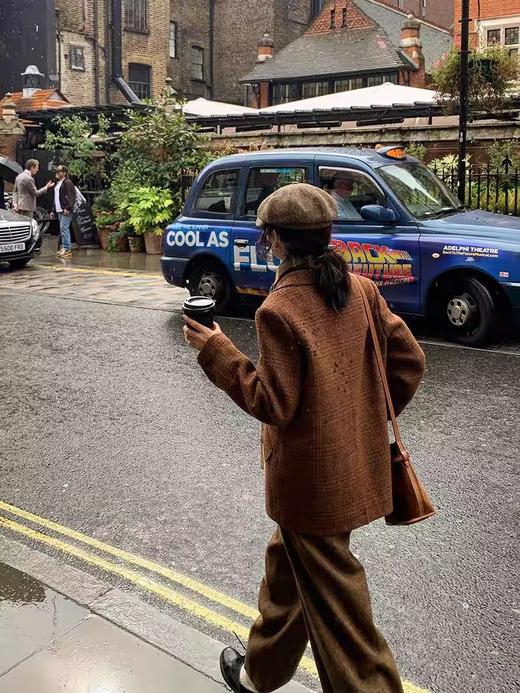 浮生八记/24D147/复古全羊毛色织混纺立裁拼色麂皮绒西装 商品图2