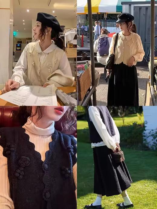 浮生八记/24D174/古典重工钩花山茶花枝蔓树叶钩针马甲 商品图2