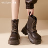 西遇厚底马丁靴女新款秋冬英伦单靴小个子增高松糕圆头短靴子V0047888 商品缩略图1