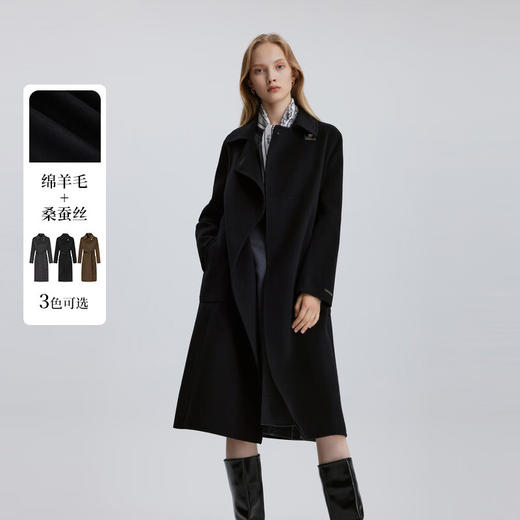 SCOFIELD【羊毛真丝】翻领双面呢毛呢大衣外套2024秋冬新款SFJWE4T01S 商品图0