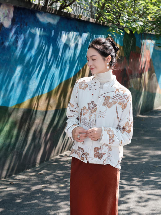 盛唐牡丹|丝绒烫金双面穿夹棉外套 商品图1