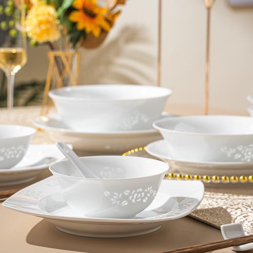 经典热销 人气餐具 | 富玉陶瓷 素玲珑瓷 玉牡丹系列餐具散件可自由搭配 商品图1