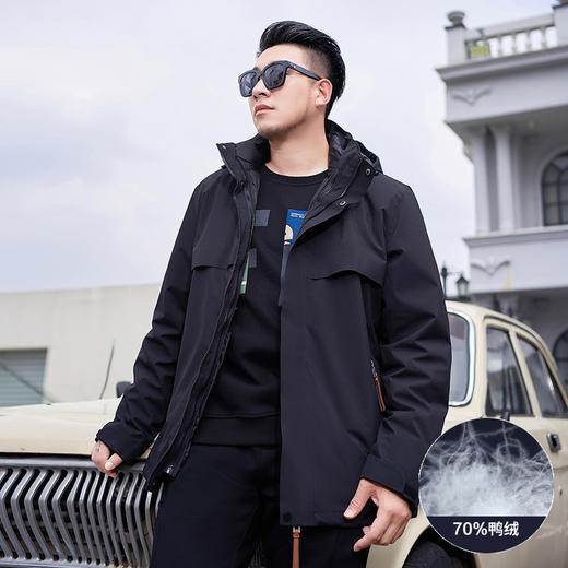 【可拆卸内胆】【新款DMH】大依优型大码连帽羽绒服两件套鸭绒保暖加肥加大上衣男士冬季外套胖子 商品图4