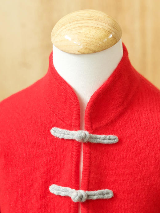 盛唐牡丹| 针织羊绒对襟盘扣儿童外套(10岁)-红灰可选 商品图7