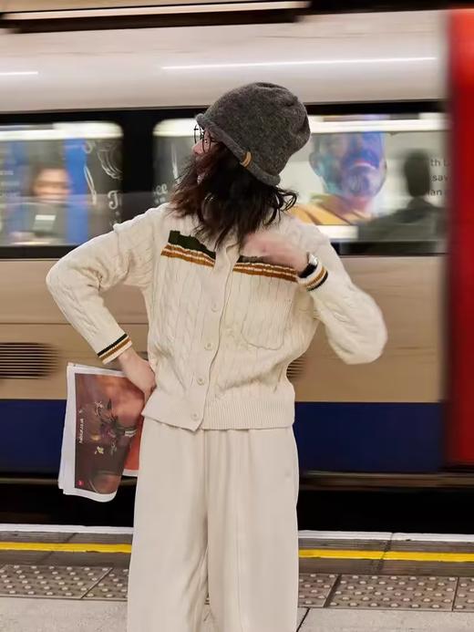 浮生八记/24D159/复古英伦多种穿法立领翻领麻花羊毛开衫 商品图0