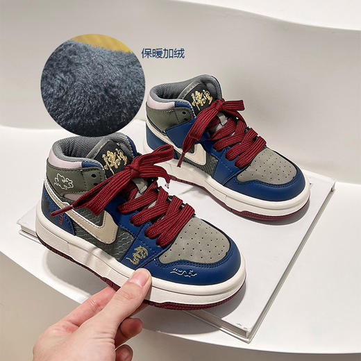 童鞋悟空潮牌男童板鞋2024秋冬款高帮休闲运动鞋女童加绒二棉鞋子💕 商品图8