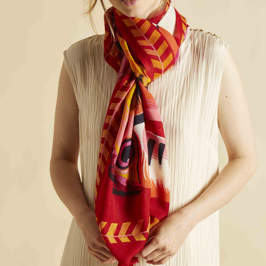 北京仓｜Inoui Editions-SCARF 70-TOUCAN-红色 巨嘴鸟 长披肩［法国设计师］ 商品图1