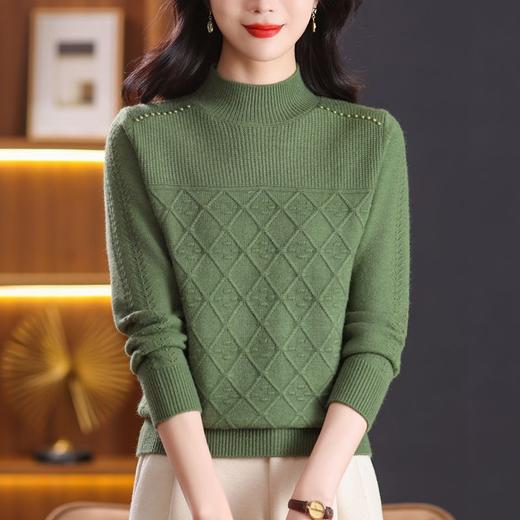 CC-89-3802秋冬季新款简约百搭设计感羊毛半高领纯色毛衣内搭叠穿上衣 商品图3