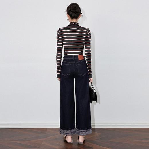 【高货wl】全新升级【铂金会员220/天猫289/差价69】(04202) 洛诗琳新款法式复古印花拼接牛仔裤显瘦垂坠感蓝色阔腿裤 商品图4