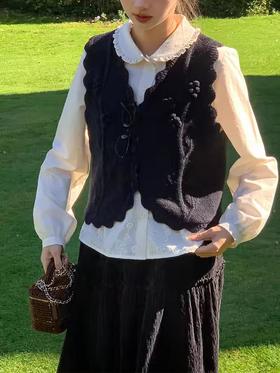 浮生八记/24D174/古典重工钩花山茶花枝蔓树叶钩针马甲