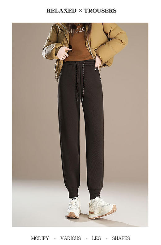 加绒休闲卫裤保暖一体绒，厚款哈伦裤时尚高腰小脚裤长裤MYX-JF-3955-Y 商品图0