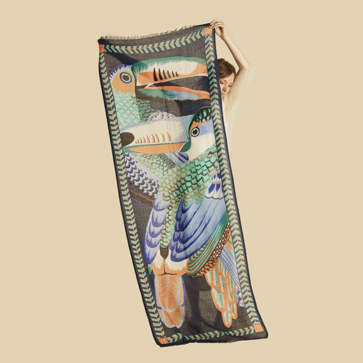北京仓｜Inoui Editions-SCARF 70-TOUCAN-绿色 巨嘴鸟 长披肩［法国设计师］ 商品图2