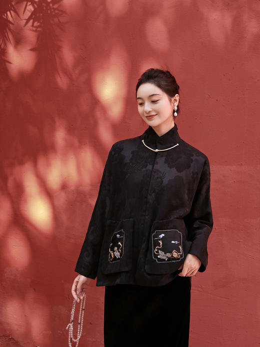 盛唐牡丹| 双狮戏绣球香云纱外套 商品图0