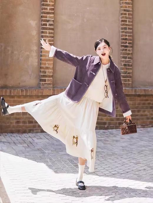 浮生八记/24D142/灯芯绒手绘印花蛋糕裙复古松紧腰半身裙 商品图4