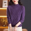 CC-89-3802秋冬季新款简约百搭设计感羊毛半高领纯色毛衣内搭叠穿上衣 商品缩略图2