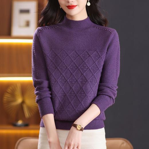 CC-89-3802秋冬季新款简约百搭设计感羊毛半高领纯色毛衣内搭叠穿上衣 商品图2