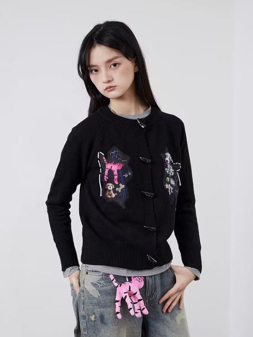 Mood Like Me/MMY2416/可爱猫咪狗狗贴布绣开衫毛衣 商品图1