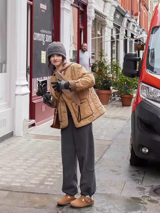 浮生八记/24D166/可拆耳朵针织帽绗缝花朵棉衣 商品图3