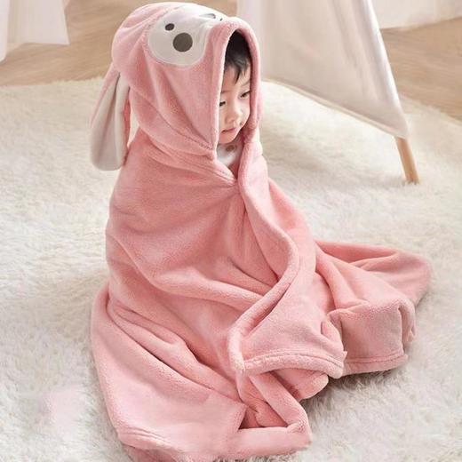 【浴后轻轻一裹，即刻干爽】儿童浴巾斗篷浴袍连帽 宝宝可穿式加厚珊瑚绒吸水 男女孩午睡毯 吸水不易掉毛-QQ 商品图1